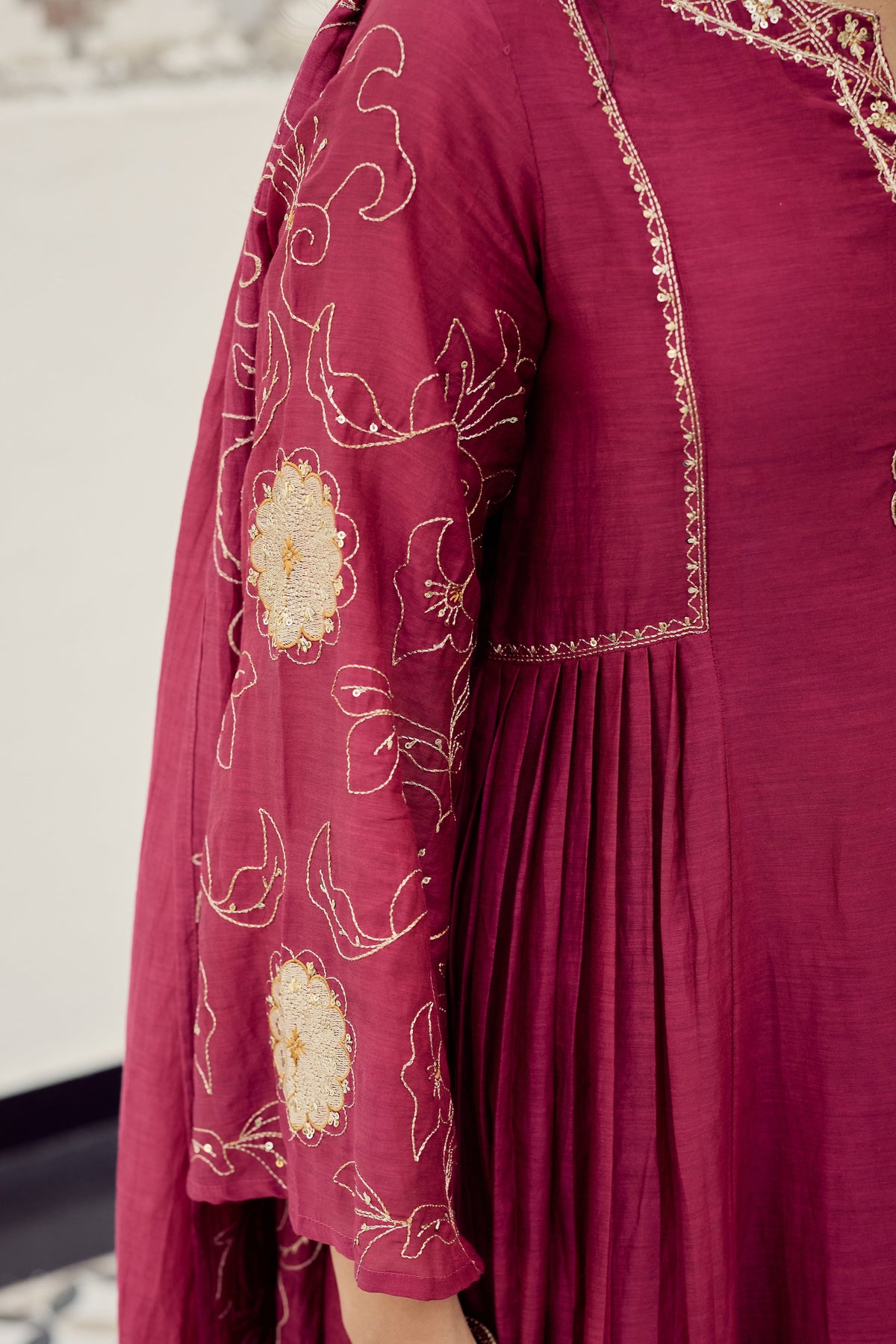 Blush Bloom Chanderi Kurta Set