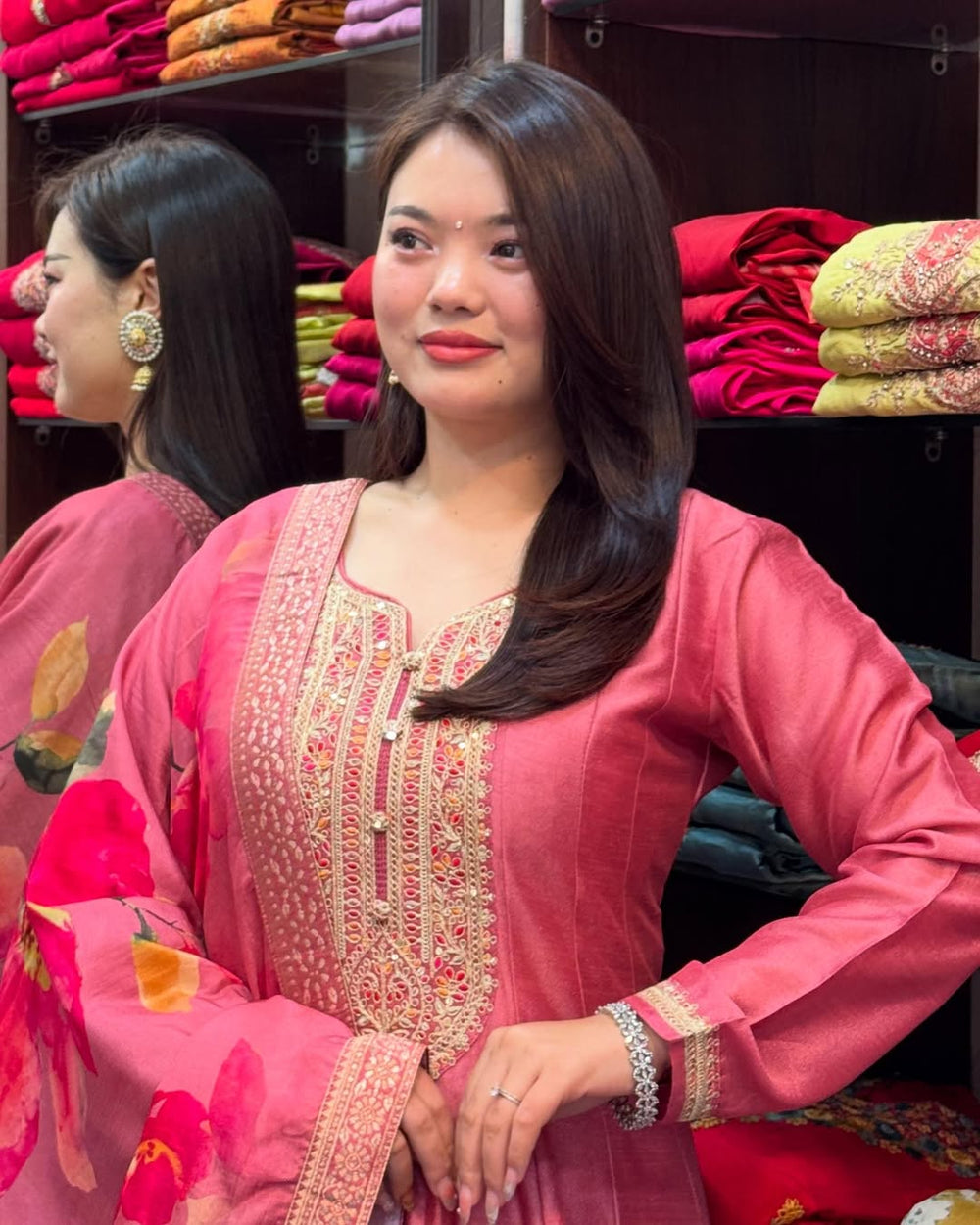 Rose Blush Elegance Silk Anarkali