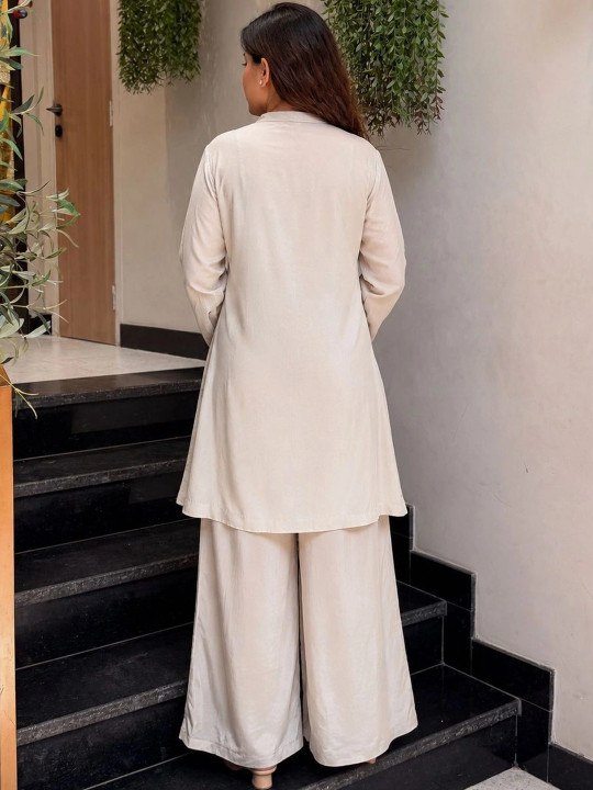 Intricate Gold Embroidered Short Kurta & Palazzo Ensemble
